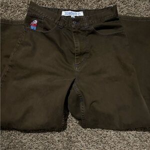 Brown and blue stitching polarskate pants